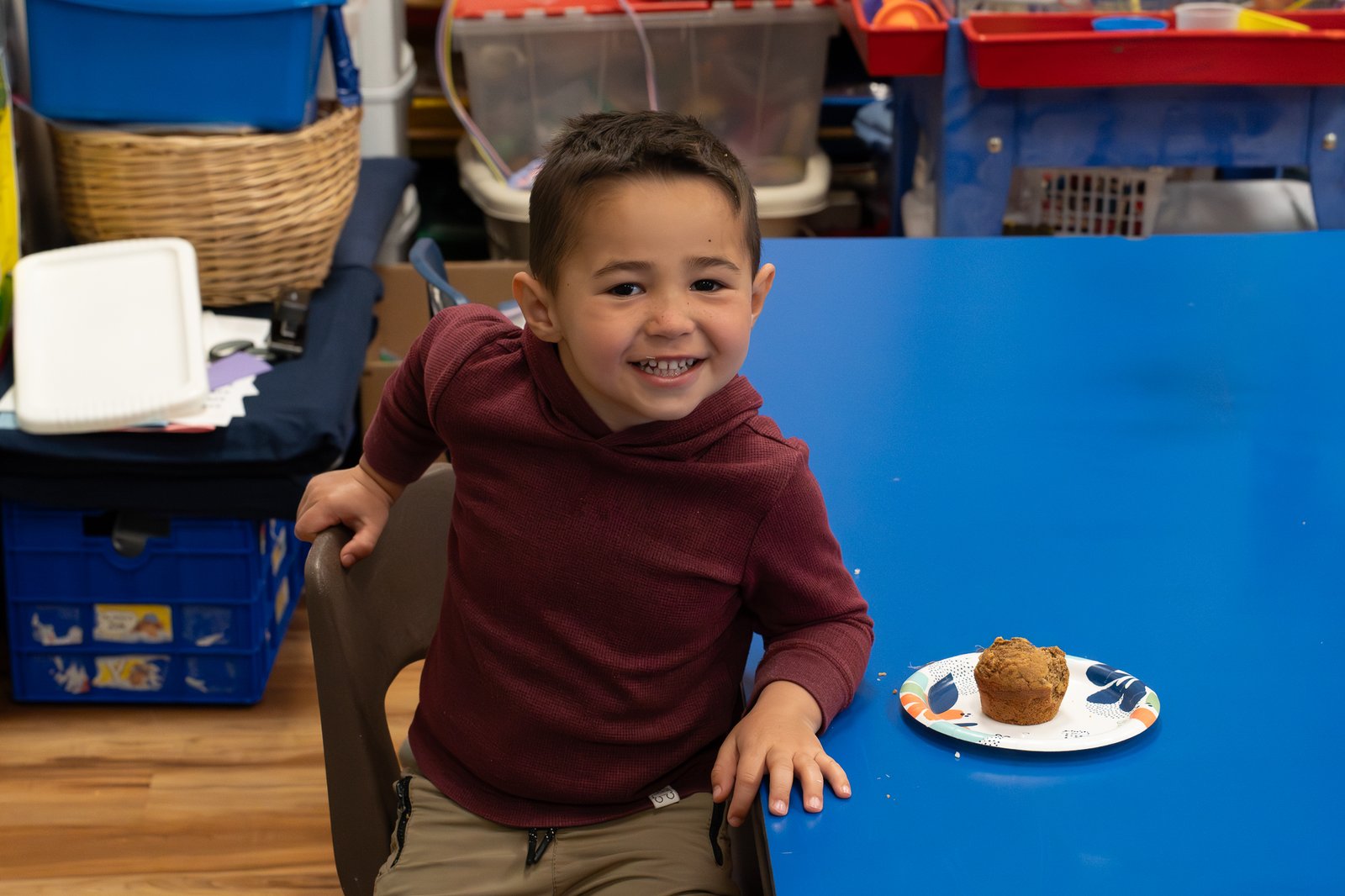 A smiling preschool student